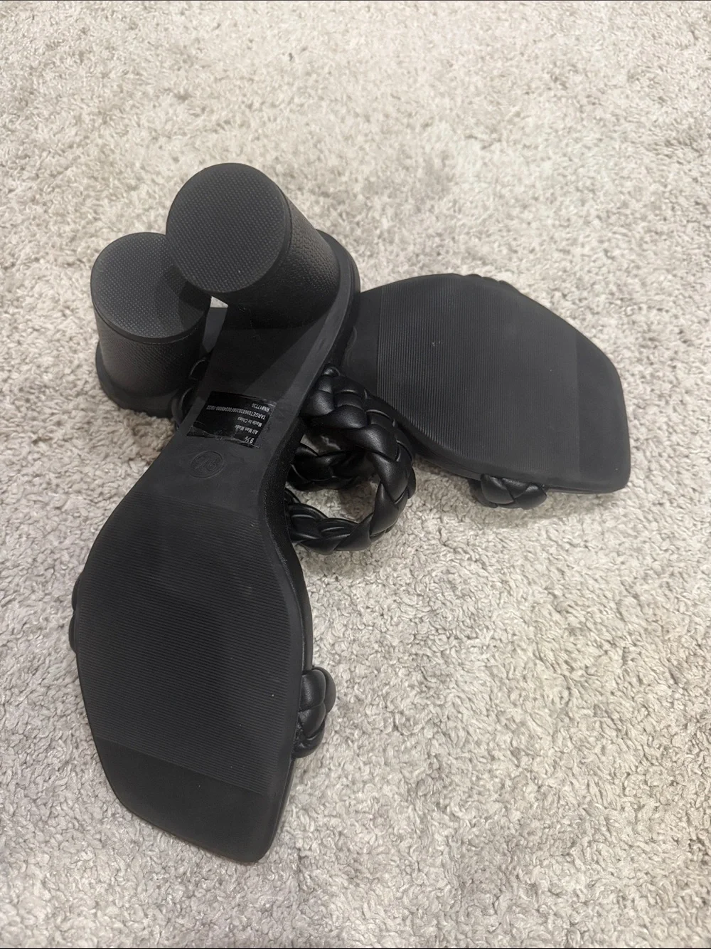 a new day Black Braided Double-Strap Slide Heels
